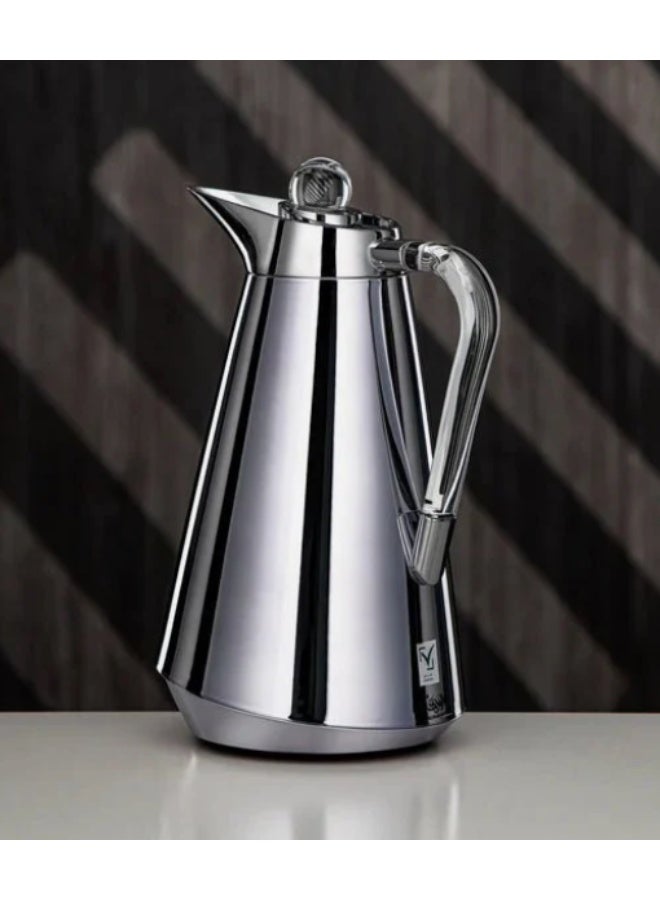 المرجان طقم قوارير مفرغة عصرية من المرجان، قطعتين (0.7/1 لتر) - فضي مع عناصر زخرفية شفافة (CY07) - Image 2