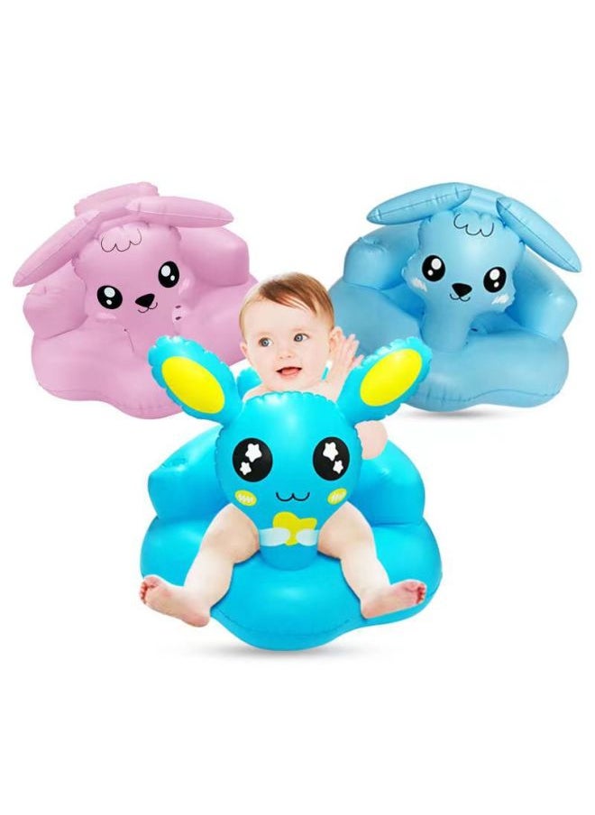 Hot Hot Sale Baby Inflatable Learning Chair Baby Drop-resistant Bath Feeding Multifunctional Bath Stool Children's Small Sofa-Color:Blue-Specifications:55*53*37cm  - Image 1