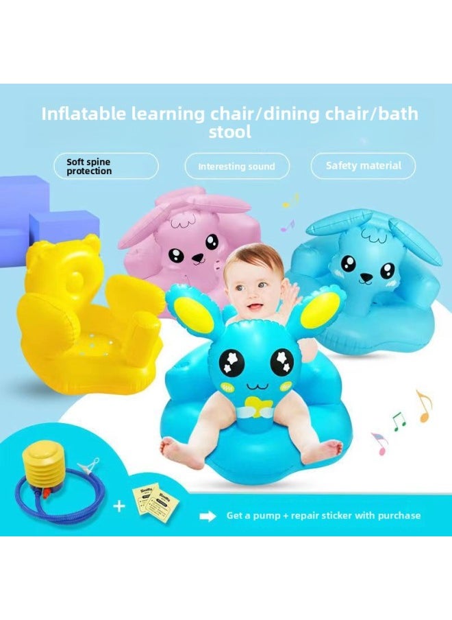 Hot Hot Sale Baby Inflatable Learning Chair Baby Drop-resistant Bath Feeding Multifunctional Bath Stool Children's Small Sofa-Color:Blue-Specifications:55*53*37cm  - Image 4