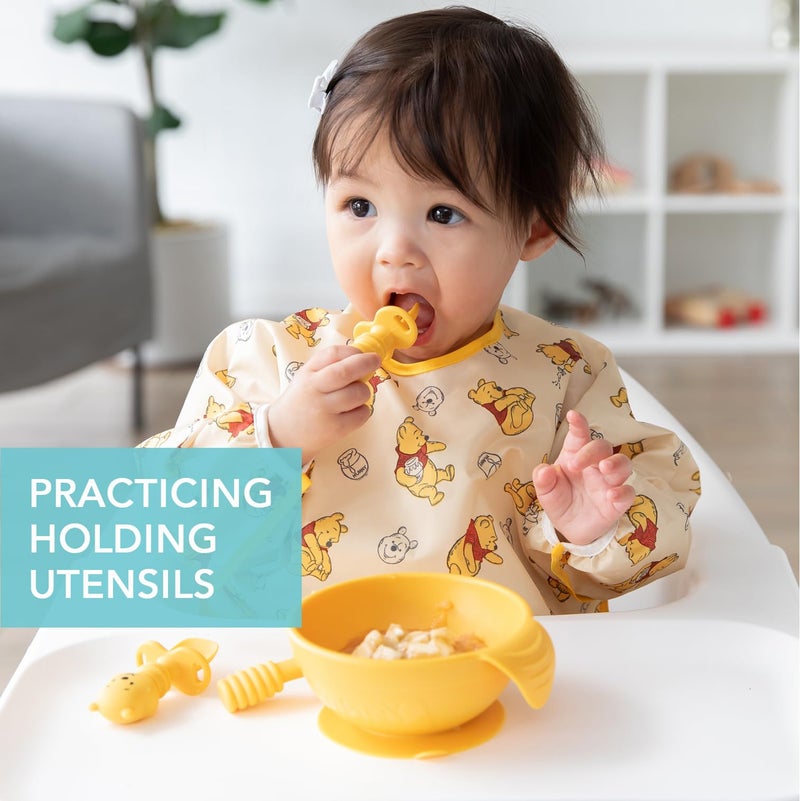 Bumkins Disney Baby Utensils Set, Chewtensils Silicone Spoons for Dipping, Self-Feeding, Baby Led Weaning, Trainer Learning First Stage Stage Eating, Fork and Spoon, Babies 6 Months, Winnie the Pooh - Image 2