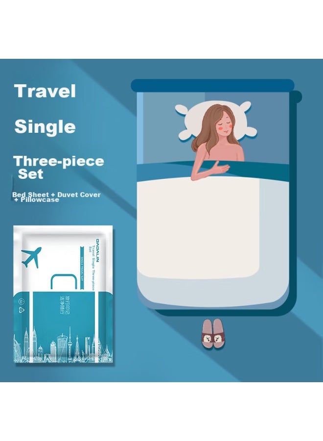 Jajalin Disposable Bed Sheet, Duvet Cover, Pillowcase, Three-piece Bedding Set, Travel Essentials, Hotel And Guesthouse Hygiene Protection, Single Size - Image 5
