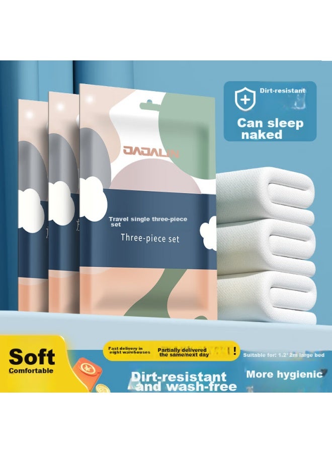 Jajalin Disposable Bed Sheet, Duvet Cover, Pillowcase, Three-piece Bedding Set, Travel Essentials, Hotel And Guesthouse Hygiene Protection, Single Size - Image 1