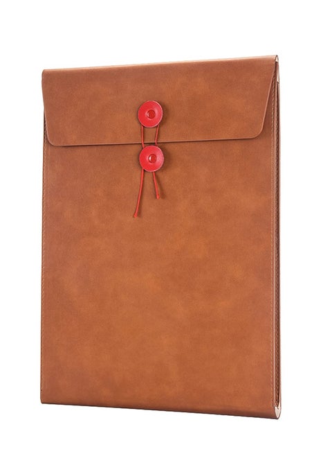 PU Leather A4 File Folders for Documents,Important Private File Organizer with String Tie Closure, Leather Portfolio Binder Envelopes, Letter Size Filing Folder 3/4 Inch Expansion Brown