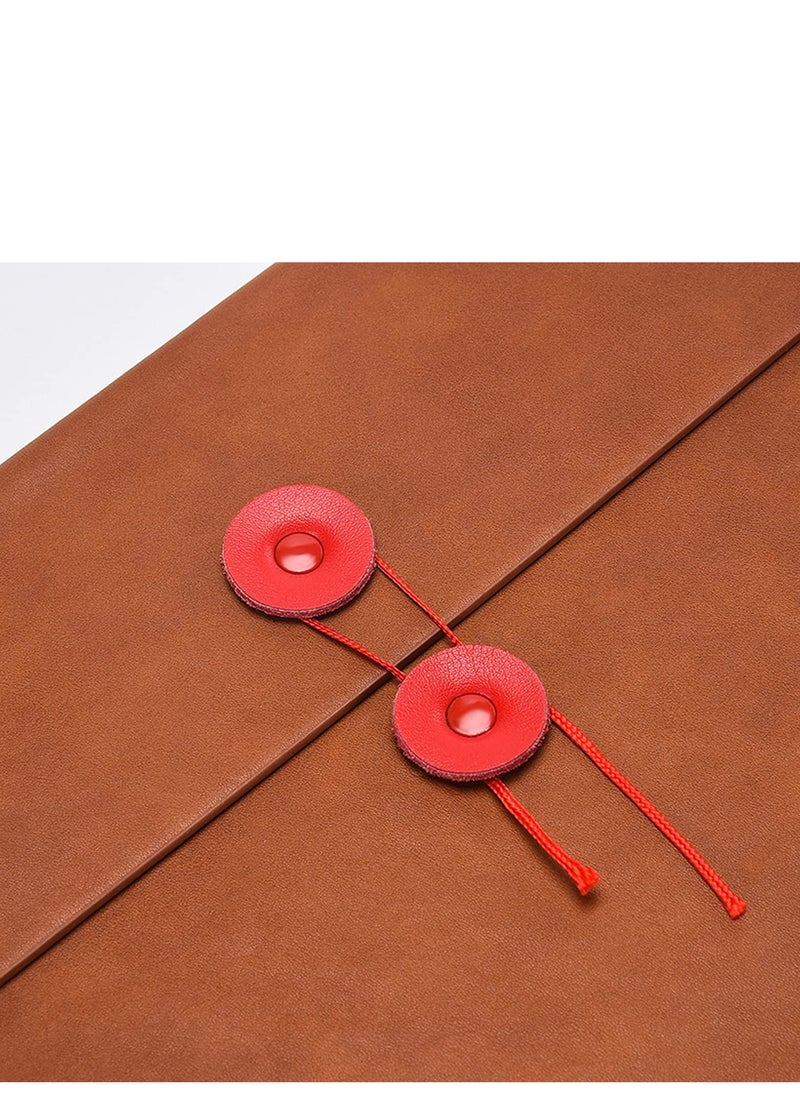 SYOSI - PU Leather A4 File Folders for Documents,Important Private File Organizer with String Tie Closure, Leather Portfolio Binder Envelopes, Letter Size Filing Folder 3/4 Inch Expansion Brown - Image 1