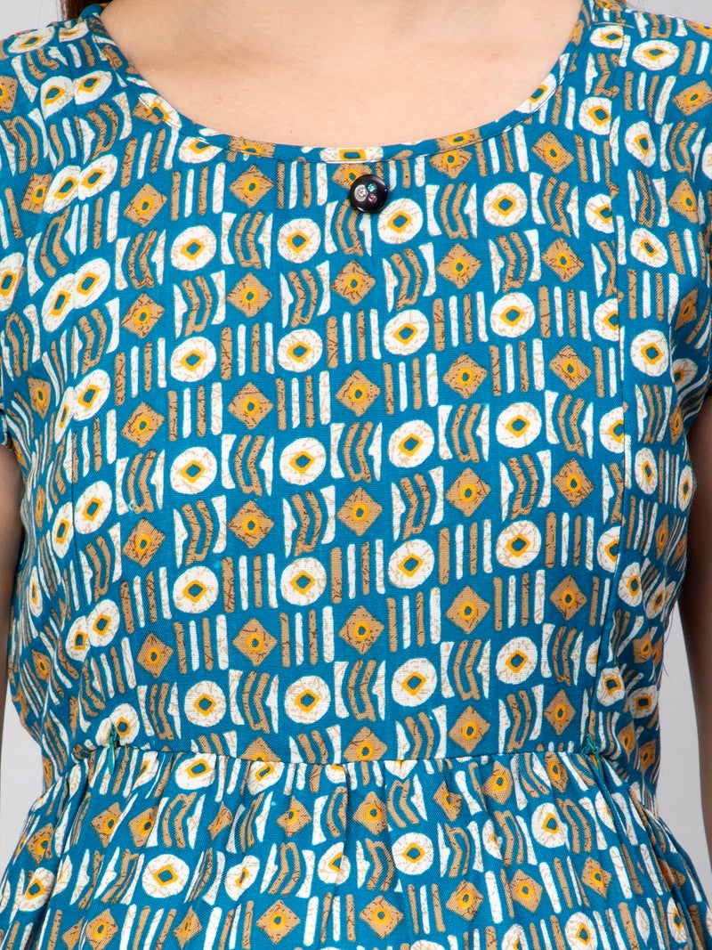 CEE 18 Women's Cotton Rayon A-Line Maternity Dress/Feeding Kurti with Zippers(9845_36,Catchy Peacock,36) - Image 5