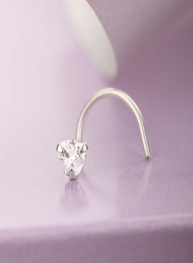 ZAVYA 925 Sterling Silver Heart Minimal Nath Rhodium Plated Nose Pin | Stylish Silver Nose Ring | Gift for Women & Girls | With Certificate of Authenticity and 925 Hallmark - Image 2