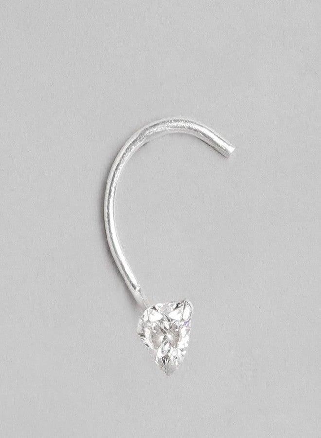 ZAVYA 925 Sterling Silver Heart Minimal Nath Rhodium Plated Nose Pin | Stylish Silver Nose Ring | Gift for Women & Girls | With Certificate of Authenticity and 925 Hallmark - Image 4