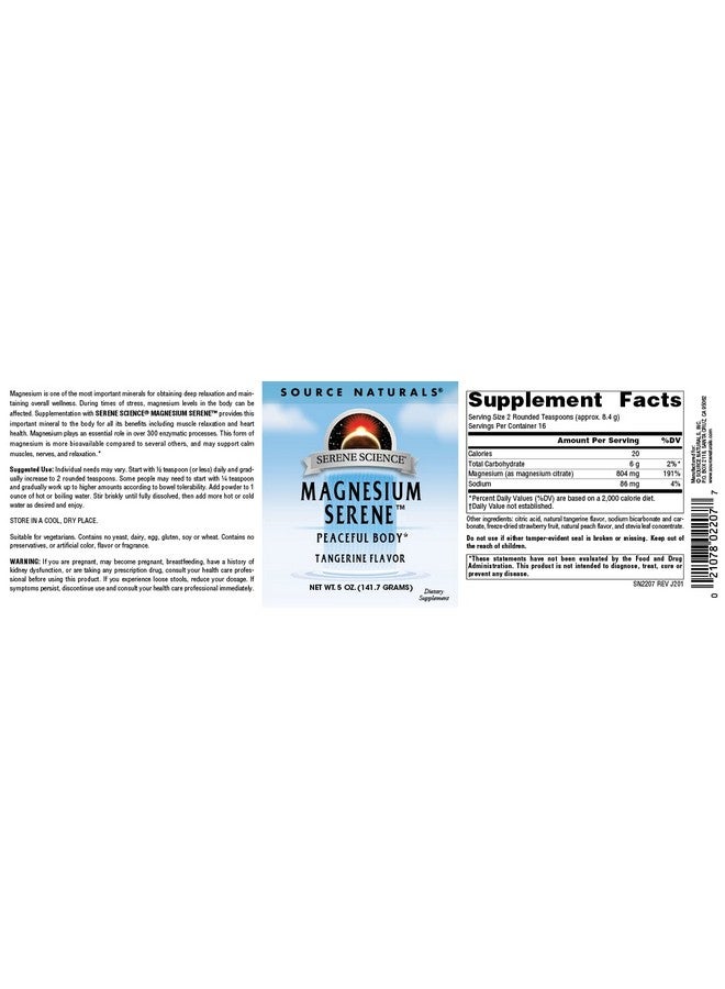 سورس ناتشورالز مسحوق Serene Science Magnesium Serene من Source Naturals، لجسم هادئ* بنكهة اليوسفي - 5 أونصات - Image 4