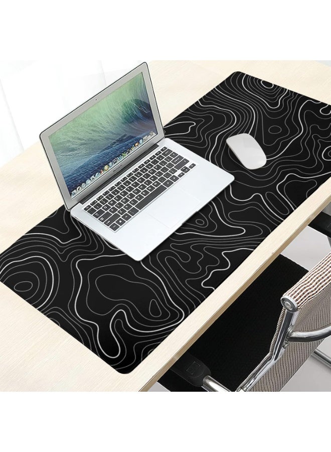 Topographic Contour Extended Gaming Mouse Pad 90 x 40 CM – XXLarge Desk Mat (Black) - Image 3