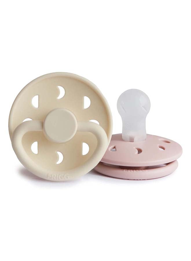 FRIGG Moon Phase Silicone Baby Pacifier 0-6M 2-Pack Blush/Cream - Size 1
