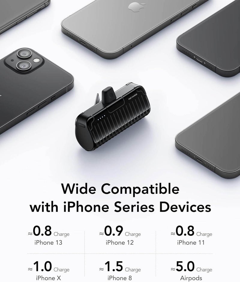 VEGER 2 Pack Mini Power Bank 5000mAh for iPhone, 20W PD3.0 Portable Charger Fast Charging Battery Pack with Foldable Stand, Small Slim PowerBank Compatible with iPhone 14/13 Pro, 12 Mini, 12 Pro - Image 4