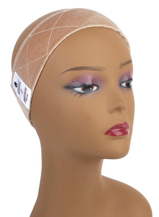 MainBasics Wig Grip Band for Keeping Wigs in Place Adjustable Velvet Wig Headband (Beige) - Image 1