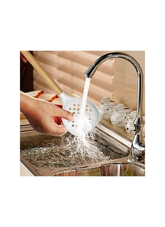 Reliable Arc - Arc Kitchen Cooking Utensils Set, 27 pcs Non-Stick Cooking Kitchen Utensils Set with Holder, Wooden Handle Silicone Kitchen Gadgets Utensil Spatula Set (White) - Image 1