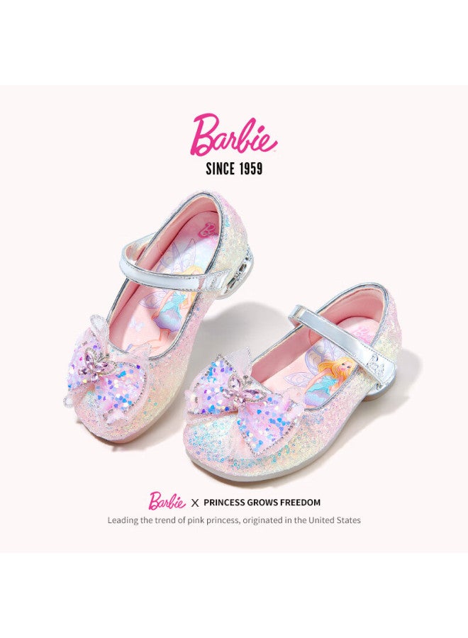 Barbie Girls' Spring Autumn Princess Style High Heel Crystal Fashion Leather Shoes Da6812 Pink Size 32 - Image 3