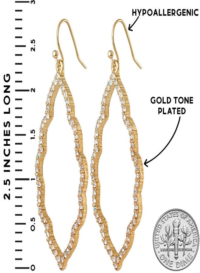 هامبل شيك نيويورك أقراط مرصعة بأحجار الراين بلون ذهبي للنساء - أقراط لامعة مطلية للنساء، أقراط متدلية مرصعة بأحجار الزركونيا المكعبة، أقراط متدلية أنيقة رسمية بوهيمية، أقراط طويلة لامعة بوهيمية - Image 4