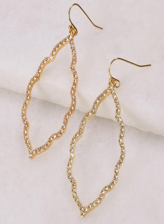 هامبل شيك نيويورك أقراط مرصعة بأحجار الراين بلون ذهبي للنساء - أقراط لامعة مطلية للنساء، أقراط متدلية مرصعة بأحجار الزركونيا المكعبة، أقراط متدلية أنيقة رسمية بوهيمية، أقراط طويلة لامعة بوهيمية - Image 3