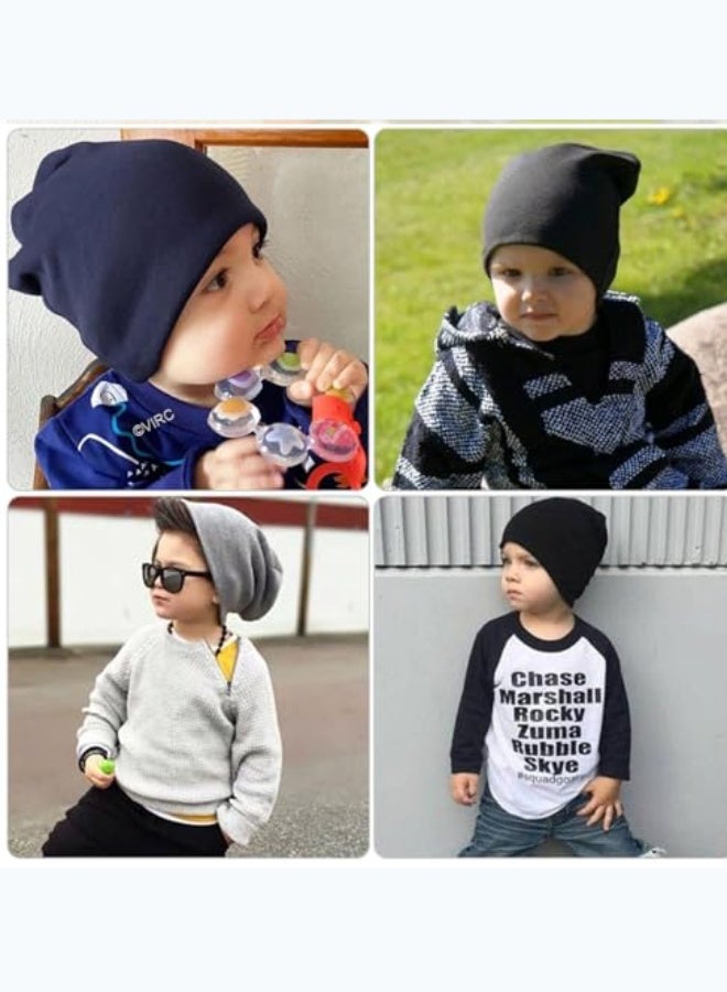 شيربار مجموعة من ٥ قبعات صوفية دافئة للأطفال الصغار من عمر ١-٣ سنوات | قبعات أطفال للجنسين بألوان سادة، قبعات صوفية ناعمة لحماية الأذنين في فصلي الخريف والشتاء - Image 2