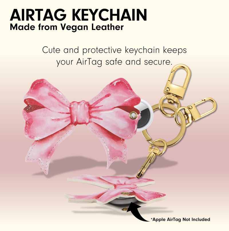 Sonix Keychain Case Compatible with Apple AirTag | Protective AirTag Cover Keychain | Pink Bow - Image 2