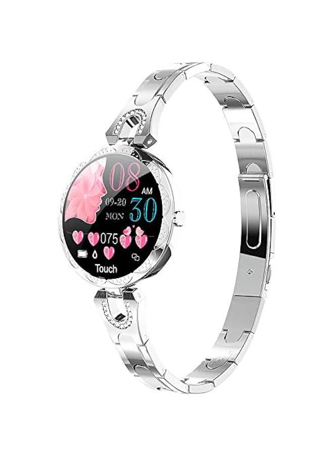 Rose Gold Smart Watch for Women，Ladies Smart Bracelet with Diamonds Stainless Steel Wristband, Elegant Fitness Tracker Pedometer Calorie Sleep Tracking Full Touchscreen for iOS Android Phones - Image 1