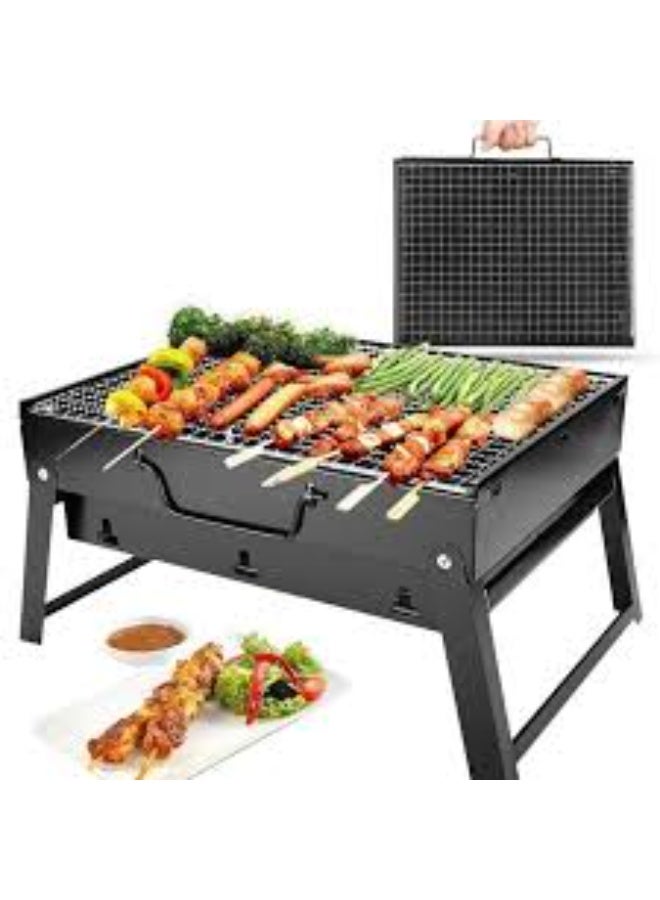 Talzeo Charcoal Barbeque Grill, Foldable Barbeque Stand with Handle, Portable Tabletop Barbeque Grill for Outdoor Cooking Beach Party Picnics Camping Hiking. (black-2) - Image 3