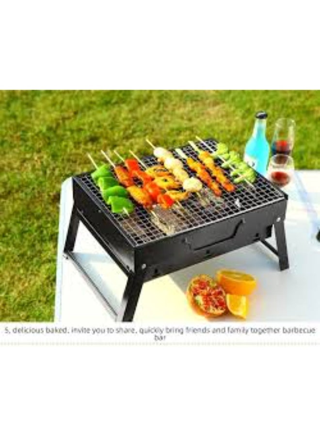 Talzeo Charcoal Barbeque Grill, Foldable Barbeque Stand with Handle, Portable Tabletop Barbeque Grill for Outdoor Cooking Beach Party Picnics Camping Hiking. (black-2) - Image 2