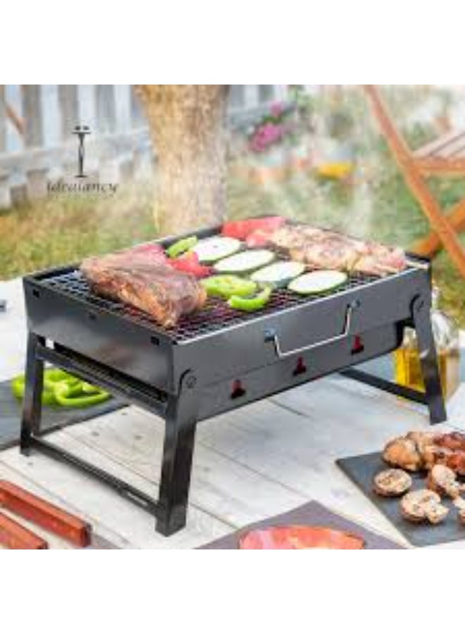 Talzeo Charcoal Barbeque Grill, Foldable Barbeque Stand with Handle, Portable Tabletop Barbeque Grill for Outdoor Cooking Beach Party Picnics Camping Hiking. (black-2) - Image 1