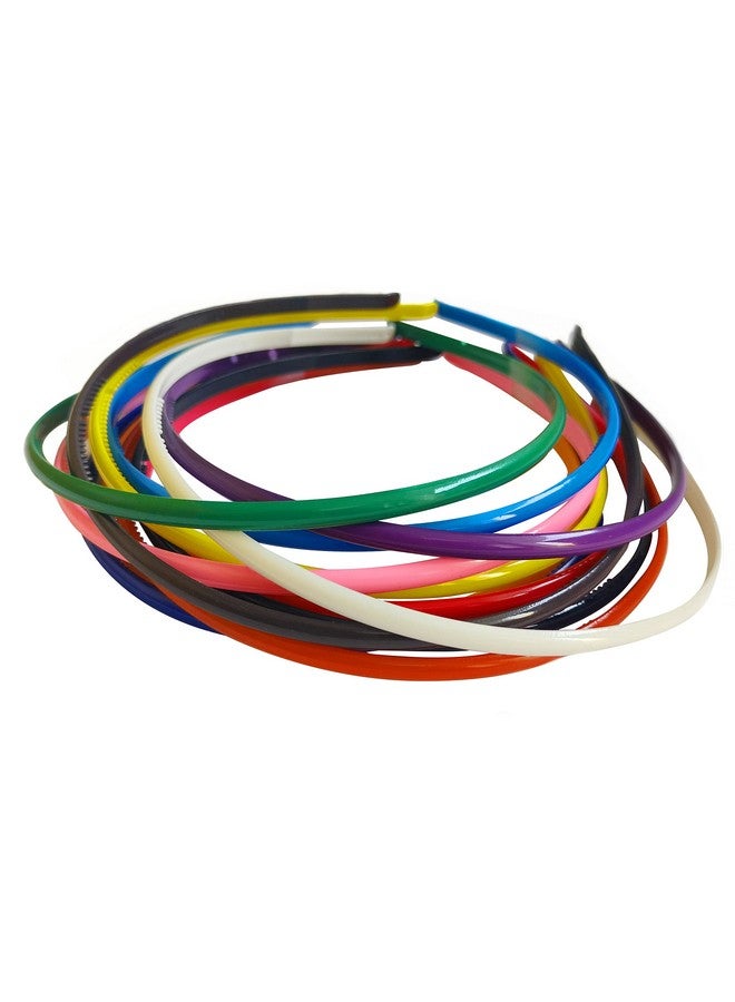 ANNACREATIONS ANNA CREATIONS Set Of 12 Plastic Hair Bands for Girls & women (NARROW, MULTI COLOUR) - Image 1