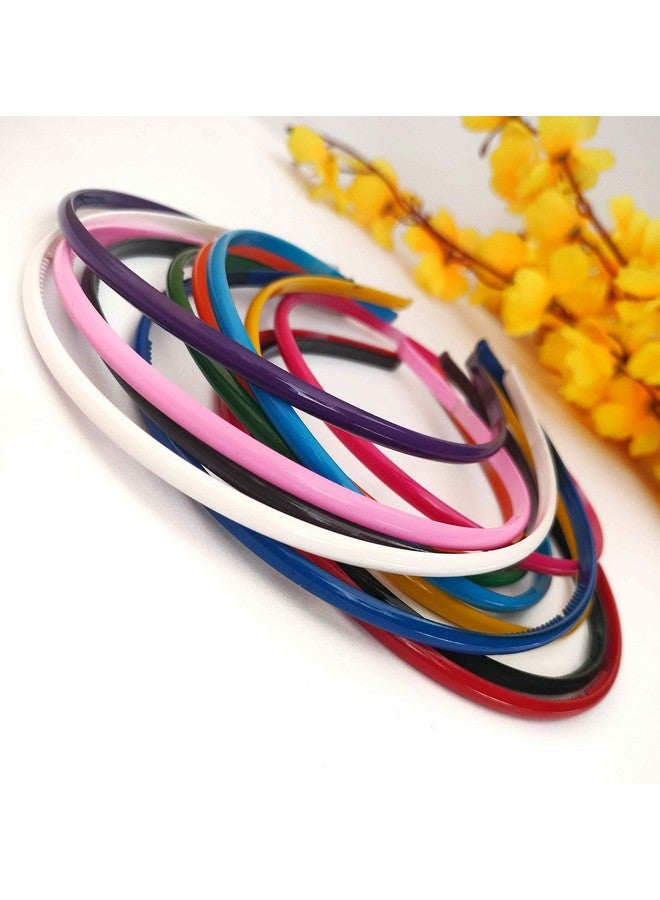 ANNACREATIONS ANNA CREATIONS Set Of 12 Plastic Hair Bands for Girls & women (NARROW, MULTI COLOUR) - Image 2