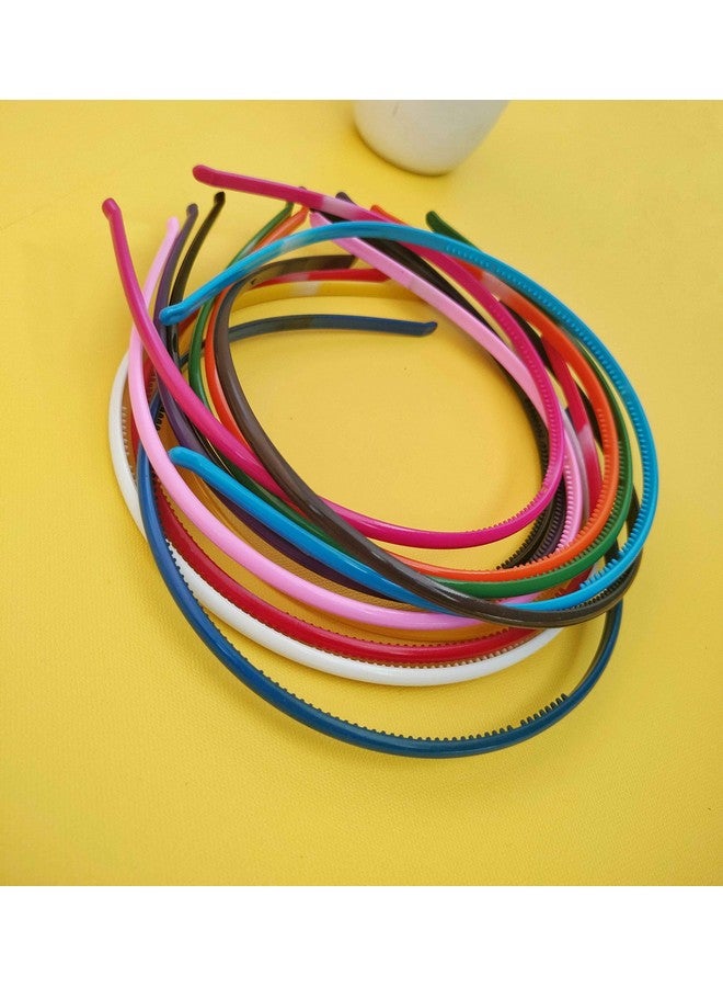 ANNACREATIONS ANNA CREATIONS Set Of 12 Plastic Hair Bands for Girls & women (NARROW, MULTI COLOUR) - Image 3