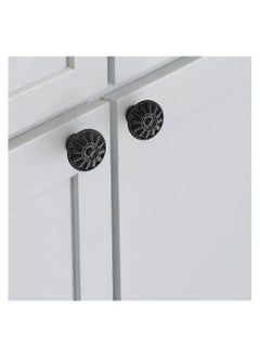 KASTWAVE Cabinet Handle 9-Pack of Matte Black Kitchen Cabinet Knobs Pulls, Matte Round Farmhouse Dresser Handles Drawer Knobs for Modern Closet Furniture Door, Floral Pattern  - Image 5