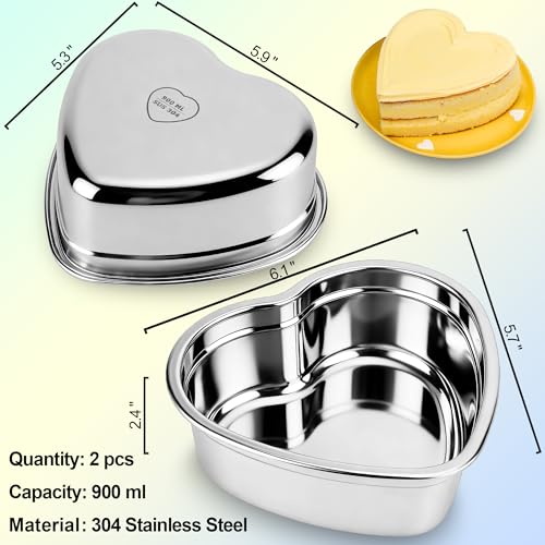 AWTBDP 6 Inch Heart Cake Pan Set of 2, Nonstick Heart Shaped Cake Pans for Layer cakes, Durable Stainless Steel Cake Baking Pans Tins for Valentine's Day/Thanksgiving/Wedding/Anniversary, Dishwasher Safe - Image 3