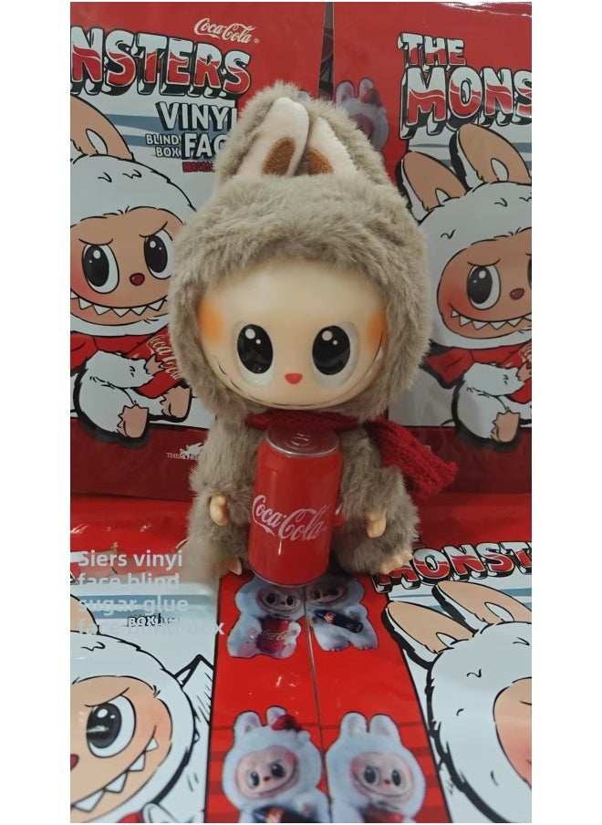 Labubu Generation Of The Motherland Version Of Macaron Bubble Series Fun Blind Box Vinyl Face Plush Doll-Colour:Coke Gray Sitting Style-High:Cola  - Image 1