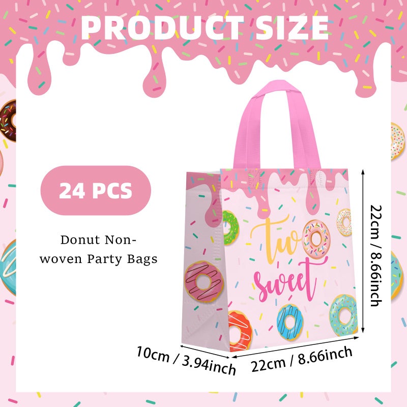 KERINGO 24 PCS Two Sweet Goodie Bags for Two Sweet Birthday Party Supplies Donut Party Favor Bags Donut Non Woven Candy Goodie Treat Bags for Two Sweet Party Favors Kids - Image 3