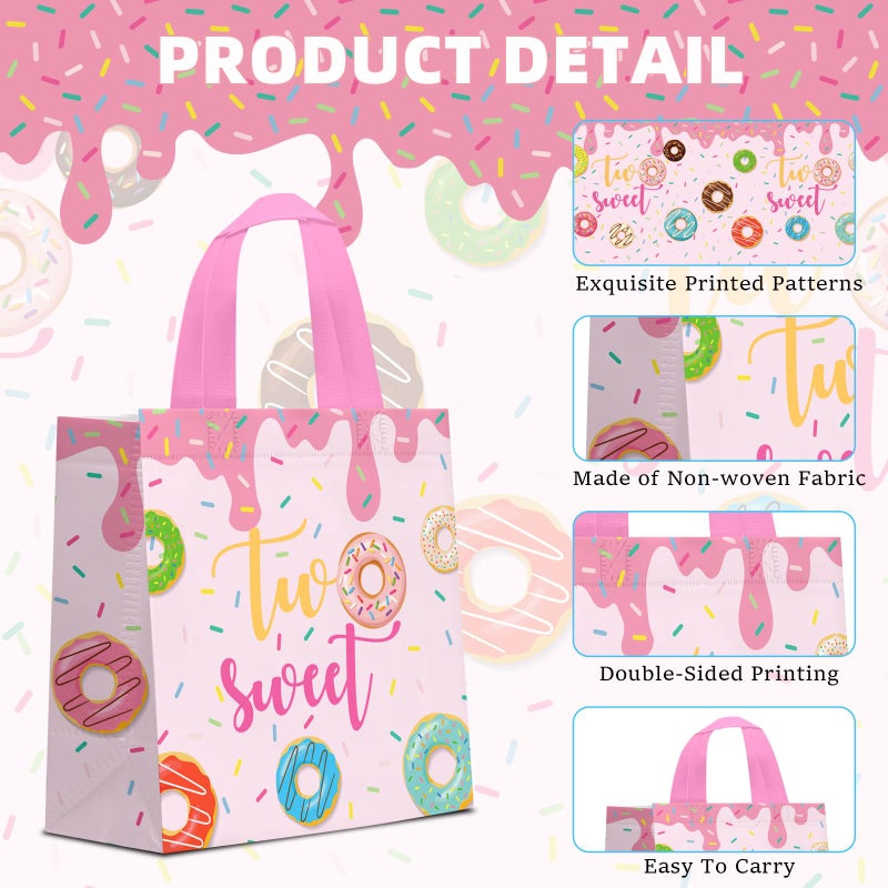 KERINGO 24 PCS Two Sweet Goodie Bags for Two Sweet Birthday Party Supplies Donut Party Favor Bags Donut Non Woven Candy Goodie Treat Bags for Two Sweet Party Favors Kids - Image 2