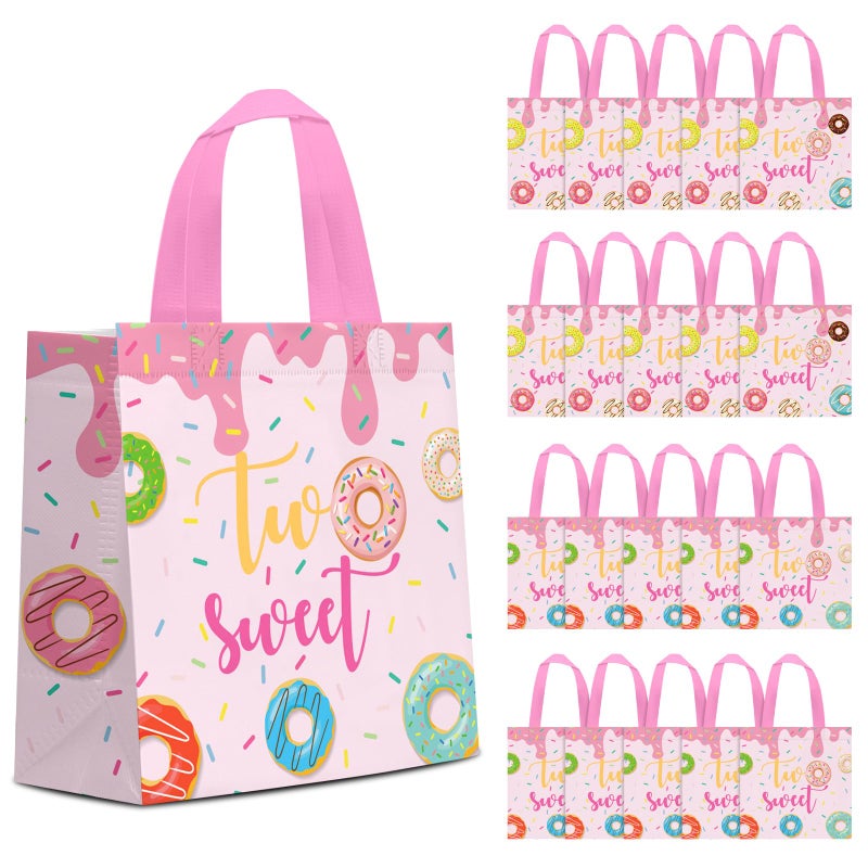KERINGO 24 PCS Two Sweet Goodie Bags for Two Sweet Birthday Party Supplies Donut Party Favor Bags Donut Non Woven Candy Goodie Treat Bags for Two Sweet Party Favors Kids - Image 1