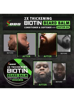 BBS BEST BEARD STUFF 2X Thickening BIOTIN Beard Balm for Men/Mustache Wax for Thicker Facial Hair Growth - Leave in Conditioner - Softener - Moisturizer - All Natural Care Treatment - Castor Oil - USA Vegan Product  - Image 2
