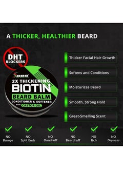 BBS BEST BEARD STUFF 2X Thickening BIOTIN Beard Balm for Men/Mustache Wax for Thicker Facial Hair Growth - Leave in Conditioner - Softener - Moisturizer - All Natural Care Treatment - Castor Oil - USA Vegan Product  - Image 4