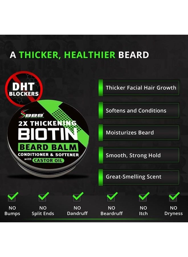 BBS BEST BEARD STUFF 2X Thickening BIOTIN Beard Balm for Men/Mustache Wax for Thicker Facial Hair Growth - Leave in Conditioner - Softener - Moisturizer - All Natural Care Treatment - Castor Oil - USA Vegan Product  - Image 4