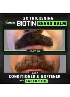 BBS BEST BEARD STUFF 2X Thickening BIOTIN Beard Balm for Men/Mustache Wax for Thicker Facial Hair Growth - Leave in Conditioner - Softener - Moisturizer - All Natural Care Treatment - Castor Oil - USA Vegan Product  - Image 3