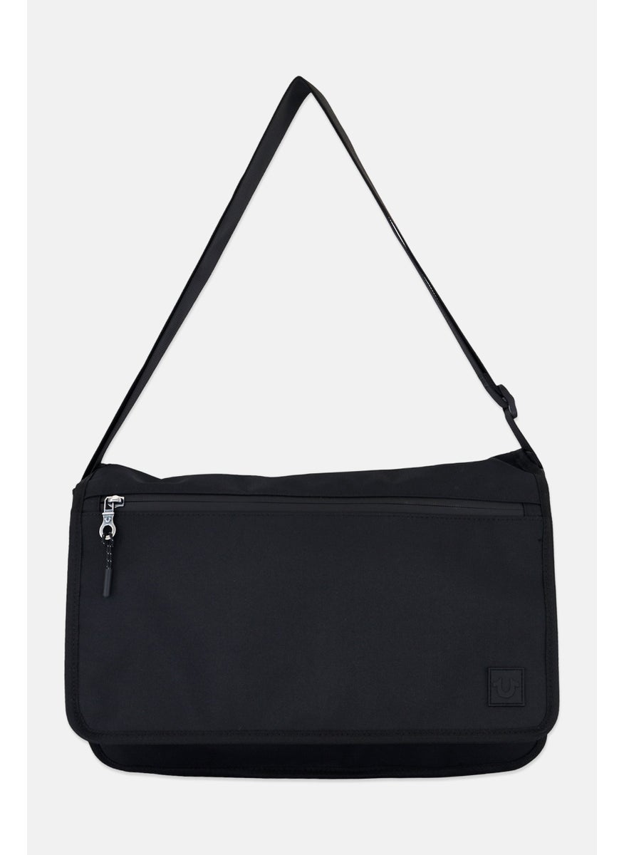 TRUE RELIGION Men Brand Logo Messenger Bag 26 H x 38 L x 11 W cm, Black  - Image 1
