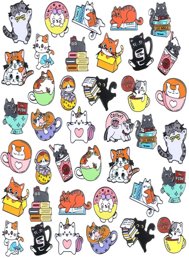 CraftyDream 40 Pcs Cat Enamel Pins for Backpacks Christmas Party Gifts for Cat Lovers Funny Cats Lapel Pins Lovely Cute Brooch Gifts for People Who Love Cats Clothes Bags Accessories - Image 1
