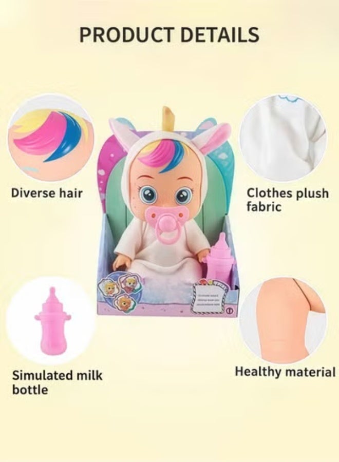 بايبي 8 بوصة دمية دمية دمية دمية 3D محاكاة واقعية البكاء البكاء العادي 4 العواطف صوت دمية - Image 3