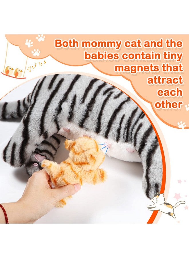 Skylety Nurturing Cat Stuffed Animal with Plush Kittens, Cat Baby Christmas Stuffed for Girls and Boys Plushy Kitty Mommy Cat with 4 Baby Cats for Birthday Party Favors Gifts(Cuddly Style) - Image 3