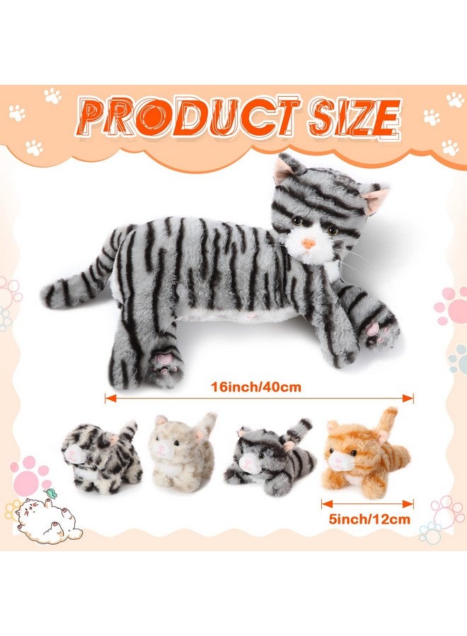 Skylety Nurturing Cat Stuffed Animal with Plush Kittens, Cat Baby Christmas Stuffed for Girls and Boys Plushy Kitty Mommy Cat with 4 Baby Cats for Birthday Party Favors Gifts(Cuddly Style) - Image 2