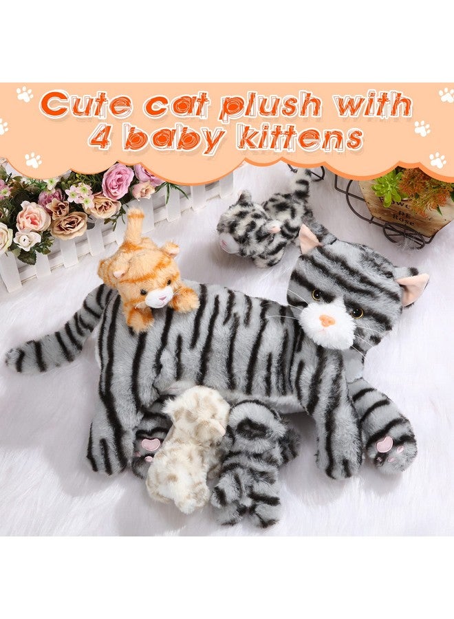 Skylety Nurturing Cat Stuffed Animal with Plush Kittens, Cat Baby Christmas Stuffed for Girls and Boys Plushy Kitty Mommy Cat with 4 Baby Cats for Birthday Party Favors Gifts(Cuddly Style) - Image 5