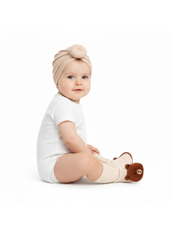 Bambimici Newborn Baby Turban Cap & Anti-Slip Animal Socks Gift Set - Image 2