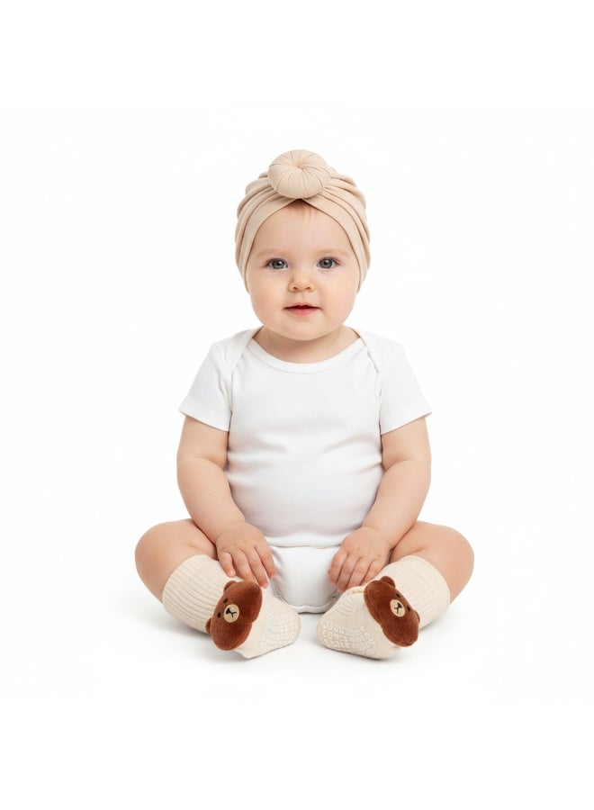 Bambimici Newborn Baby Turban Cap & Anti-Slip Animal Socks Gift Set - Image 1