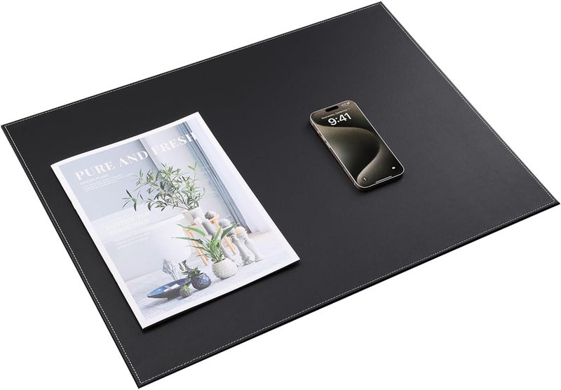KINGFOM Desk Pad & Mat 24" x 18" Protector Large Mouse Pad PU Leather for Desktops and Laptops (Black) - Image 3
