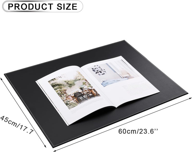 KINGFOM Desk Pad & Mat 24" x 18" Protector Large Mouse Pad PU Leather for Desktops and Laptops (Black) - Image 2