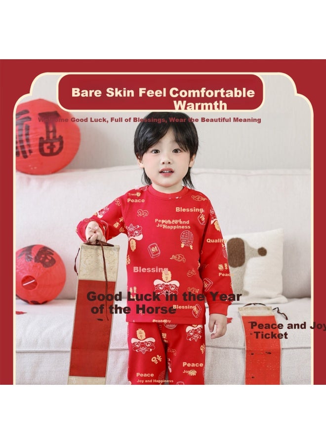 Yingbeiyi Children's Underwear Set Soft Cotton Baby Autumn Clothes Autumn Pants Homewear Pajamas Set Ping Anfu 110 - Image 2